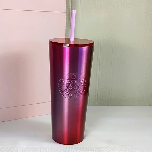 Starbucks | Dining | Starbucks 22 Holiday Stainless Steel Ombre Cold Cup  Pink Red 24 Oz | Poshmark